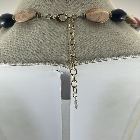 JS Collections Vintage Gold Tone Chunky Acrylic Beaded Statement Necklace Boho - Picture 5 of 9